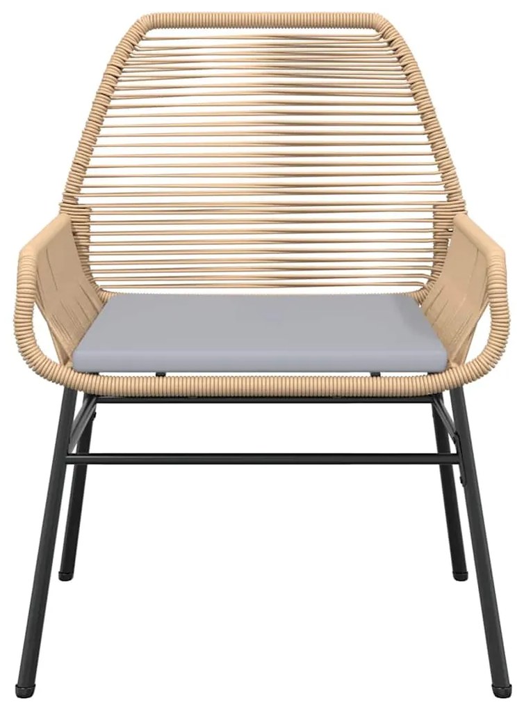 Conjunto jantar jardim 7 peças almofadas vidro vime PE castanho