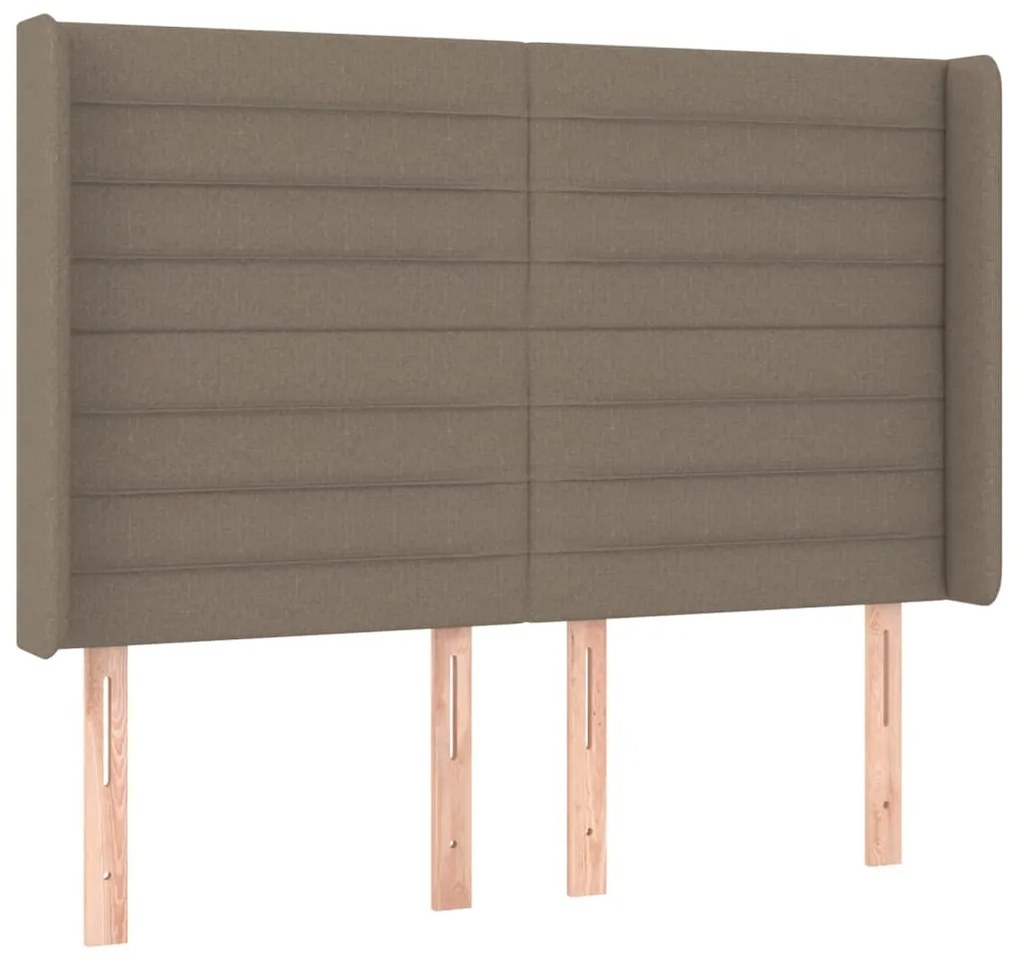 Cabeceira cama c/ LED tecido 147x16x118/128cm cinza-acastanhado