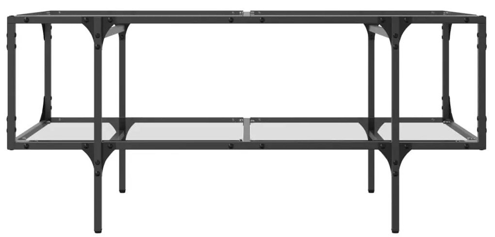 Mesa de centro c/ topo em vidro transparente 98,5x50x45 cm aço