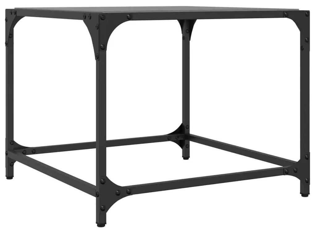 Mesa de centro com topo em vidro preto 50x50x40 cm aço