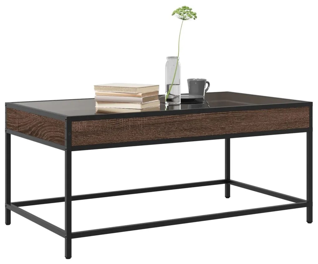 Mesa de centro luzes LED Infinity 90x50x41 cm carvalho castanho