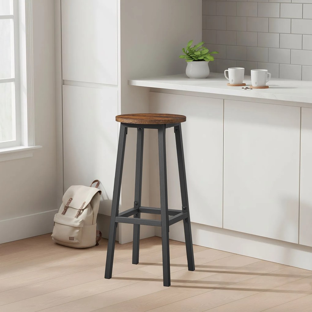 Conjunto de 2 Bancos de bar castanhos-pretos