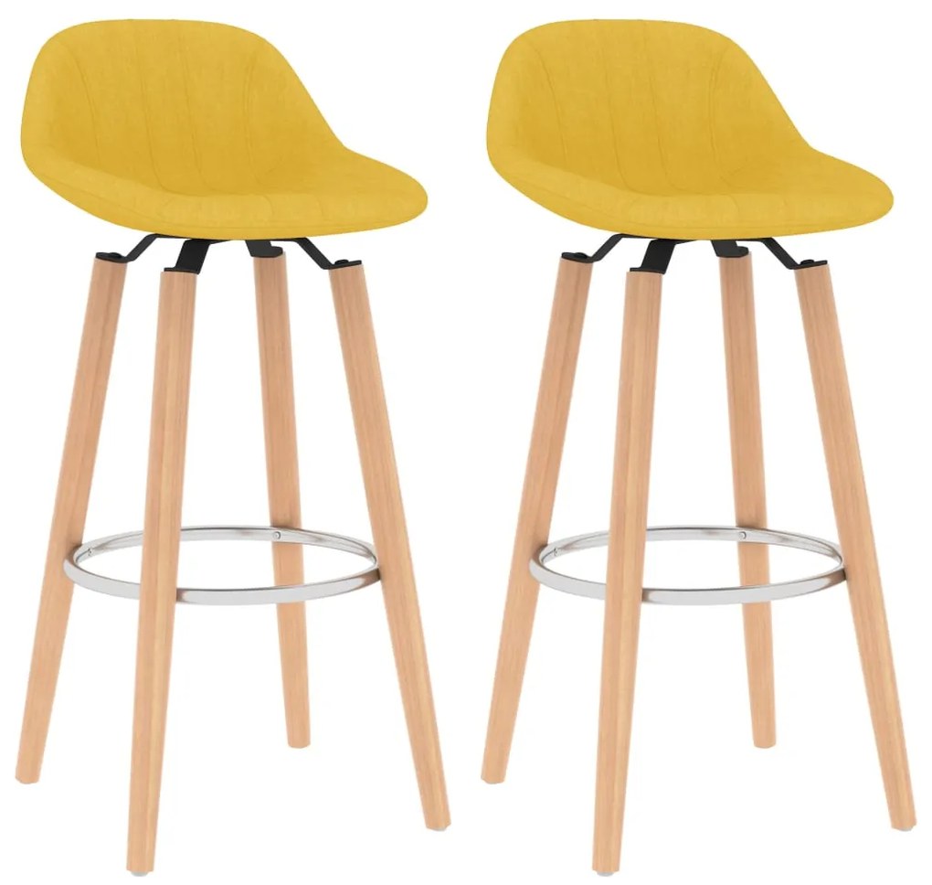 vidaXL Bancos de bar 2 pcs tecido amarelo mostarda