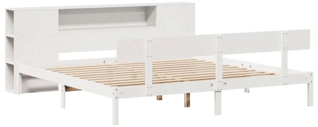 Cama com estante sem colchão 200x200 cm pinho maciço branco