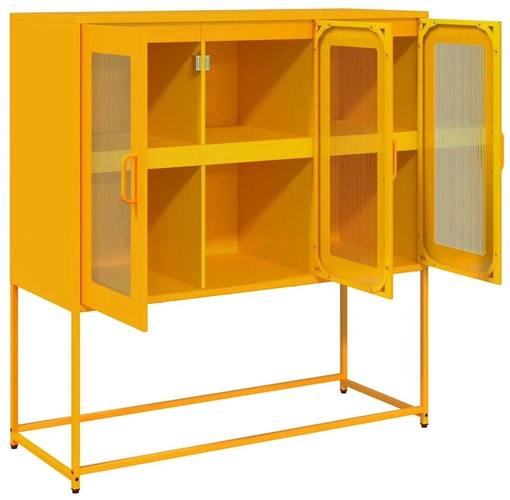 Aparador 100,5x39x107 cm aço laminado a frio amarelo mostarda