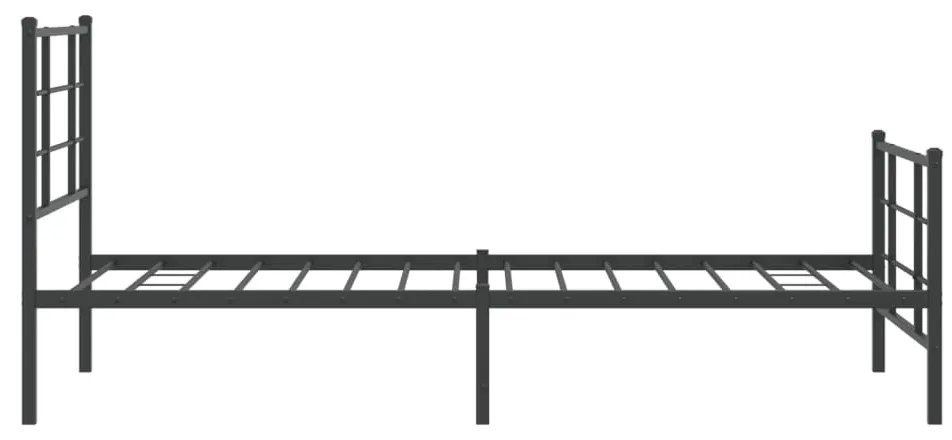 Estrutura de cama com cabeceira e pés 90x200 cm metal preto