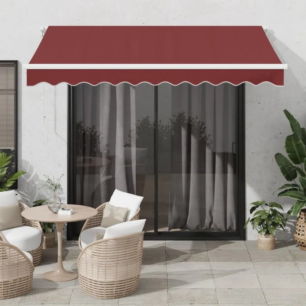 Toldo retrátil manual com luz LED 300x250 cm bordô