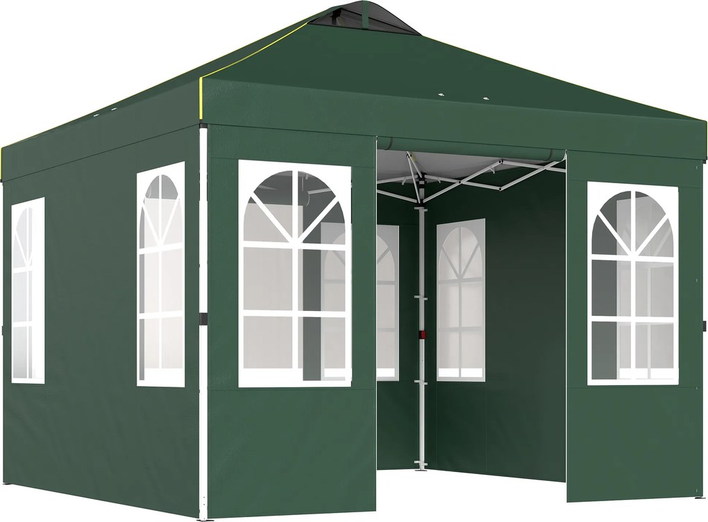 Outsunny Tenda Dobrável de Jardim 3x3 m Pop-up com UPF50+ 4 Laterais Removíveis Altura Ajustável e Bolsa de Transporte Verde | AOSOM Portugal