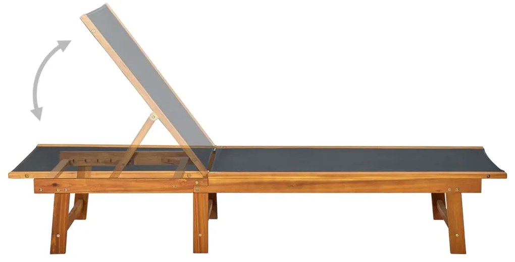Espreguiçadeira com mesa madeira de acácia maciça e textilene