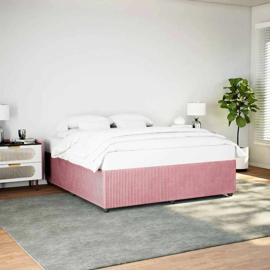 Estrutura de cama 180x200 cm veludo rosa