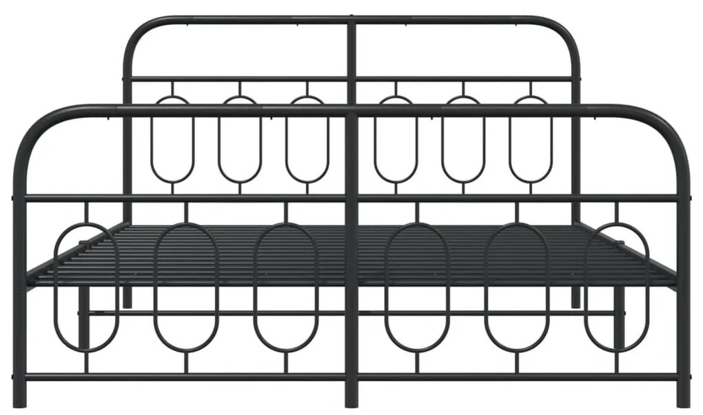 Estrutura de cama com cabeceira e pés 140x190 cm metal preto