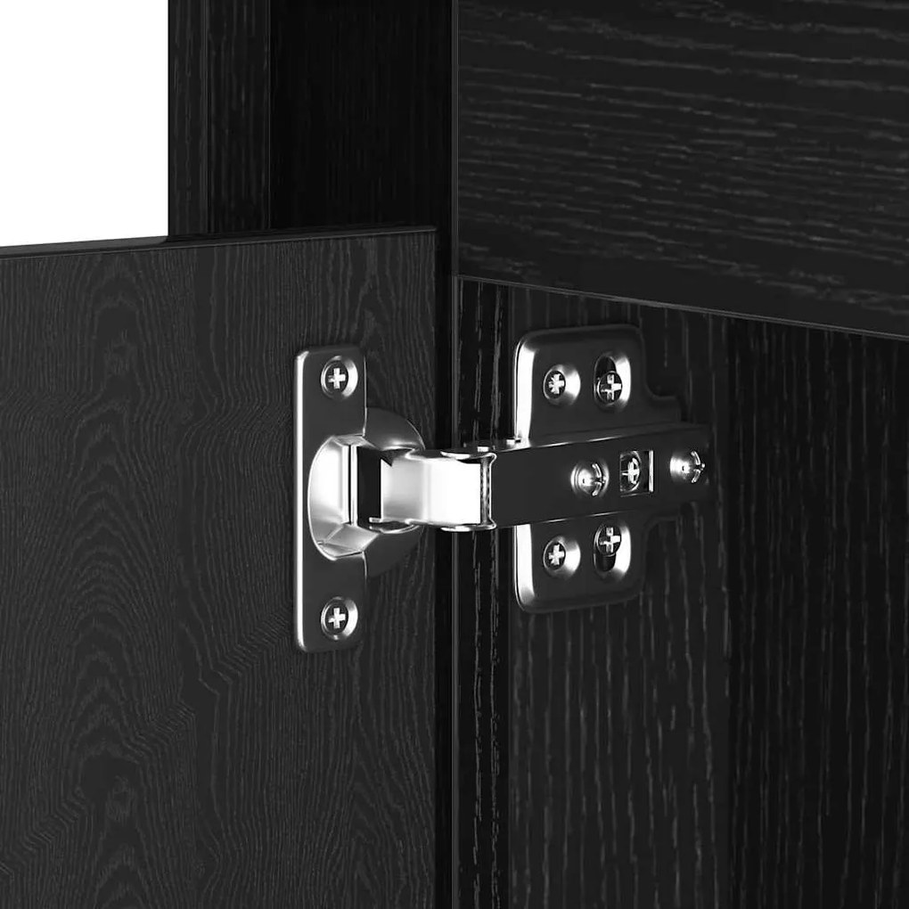 Criado-mudo com Luzes LED Carvalho Preto 44x34,5x45 cm