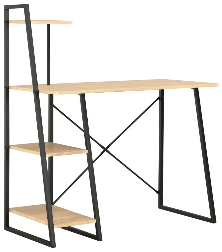 vidaXL Secretária c/ unidade prateleiras 102x50x117cm preto e carvalho
