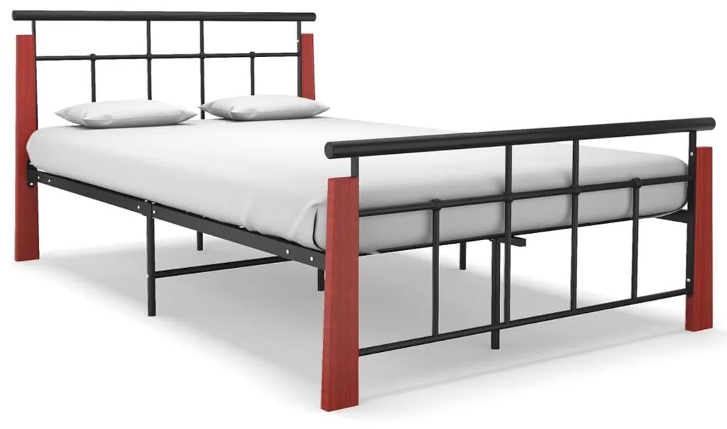 vidaXL Estrutura de cama 120x200 cm metal/madeira de carvalho maciça