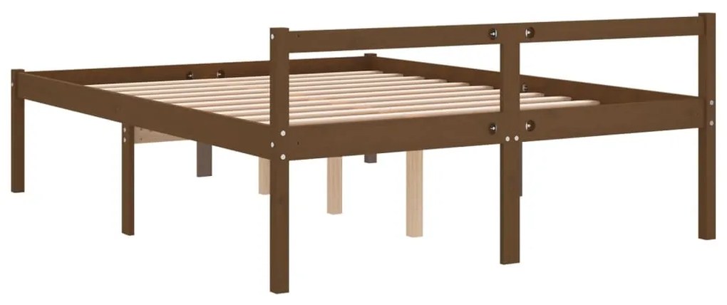 Cama para idosos king size 150x200 cm pinho maciço castanho mel