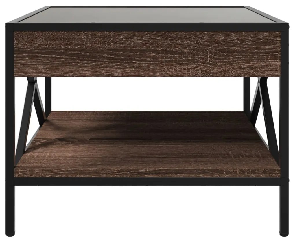 Mesa de centro luzes LED Infinity 50x50x38 cm carvalho castanho
