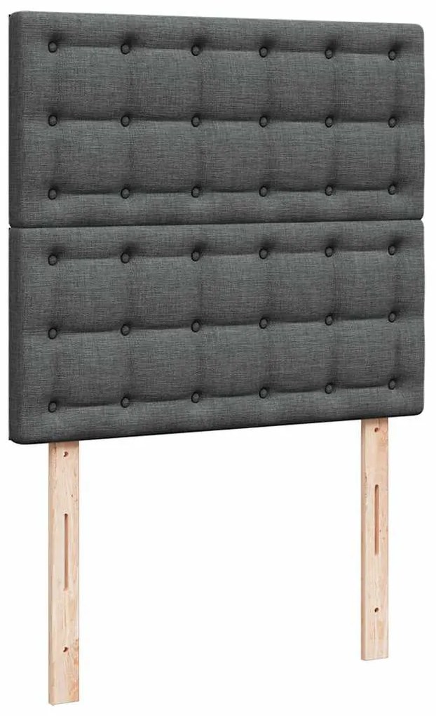 Cama otomana com colchão & LEDs 90x200cm tecido cinzento escuro