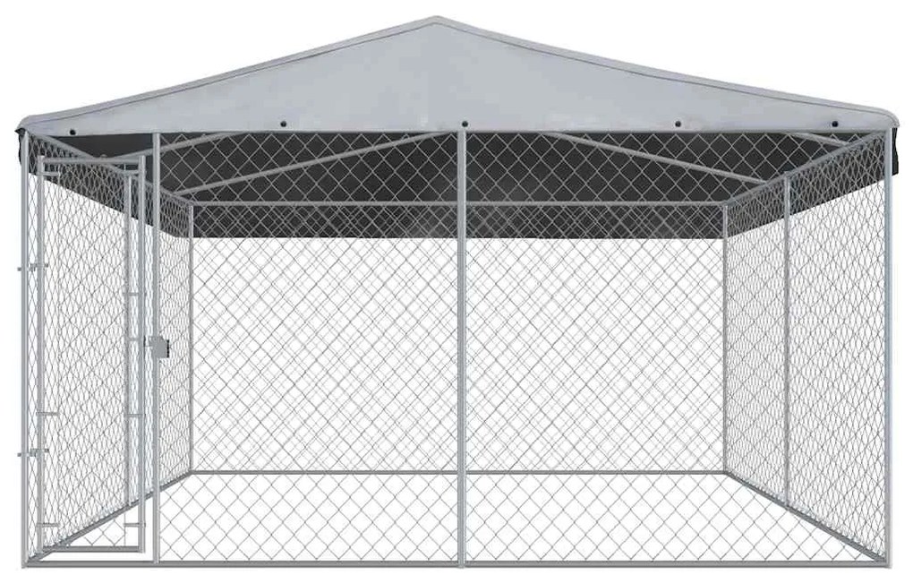 Canil de exterior com telhado 382x382x225 cm