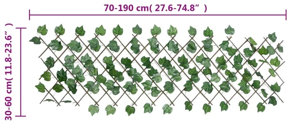  Treliça de videira artificial extensível 5 pcs 190x60 cm verde