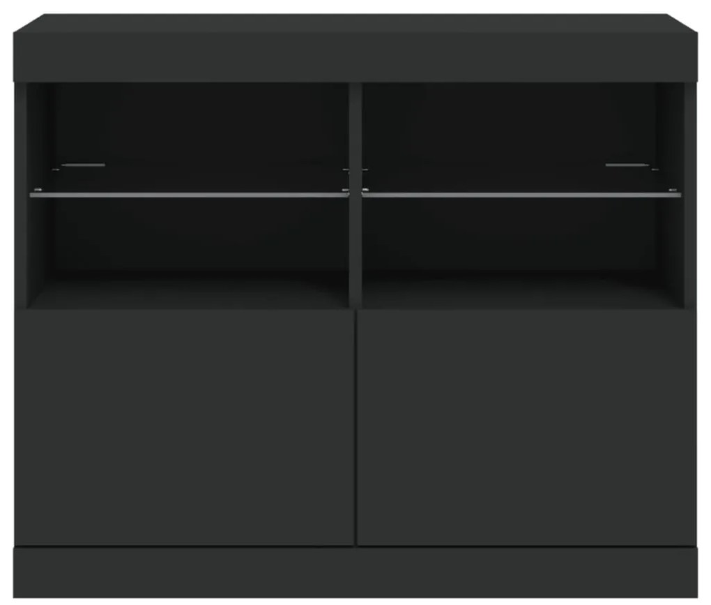 Aparador com luzes LED 81x37x67 cm preto