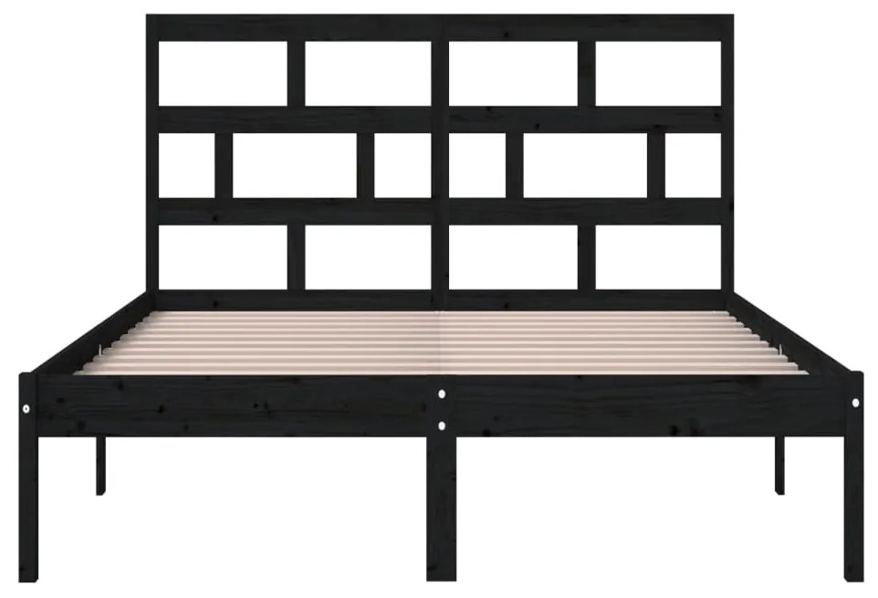 Estrutura de cama king 150x200 cm madeira maciça preto