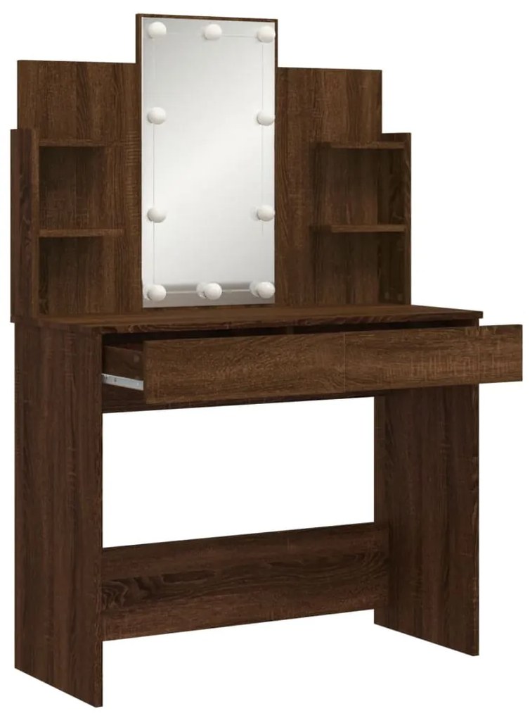 Toucador com luzes LED 96x40x142 cm cor carvalho castanho