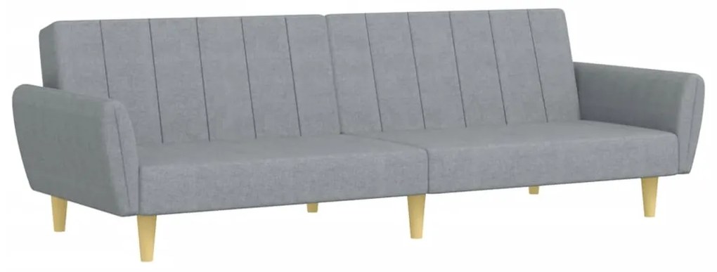 Sofá-cama de 2 lugares c/ apoio de pés tecido cinzento-claro