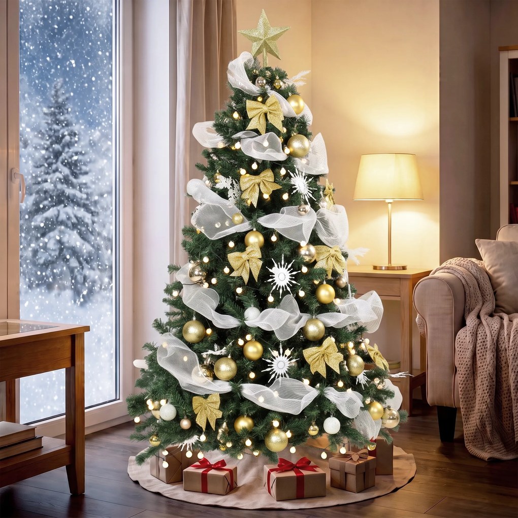 Árvore de Natal 180 cm com 200 luzes LED, 8 modos, 800 ramos e comando, verde