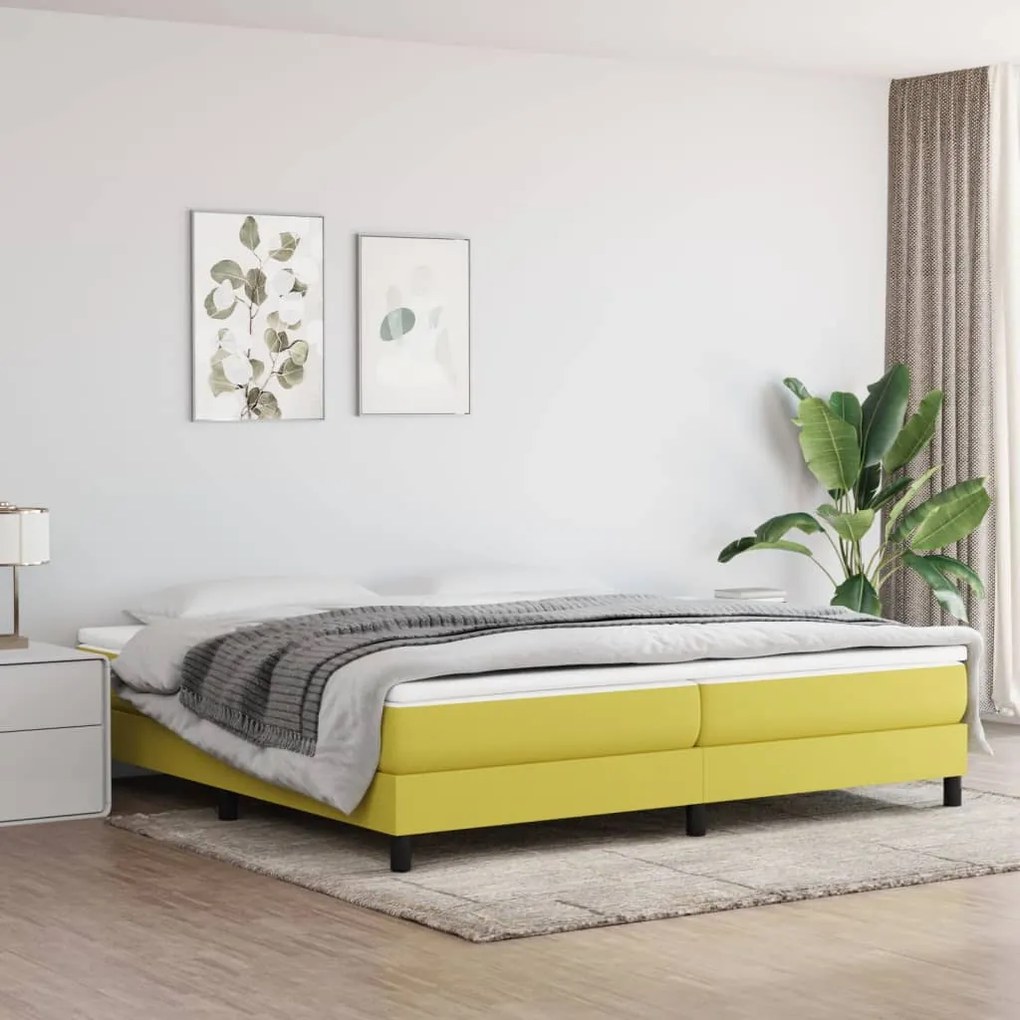 vidaXL Estrutura de cama com molas 200x200 cm tecido verde