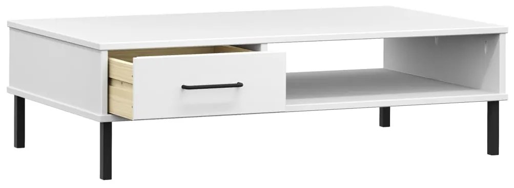 Mesa de centro c/ pernas de metal pinho maciço OSLO branco
