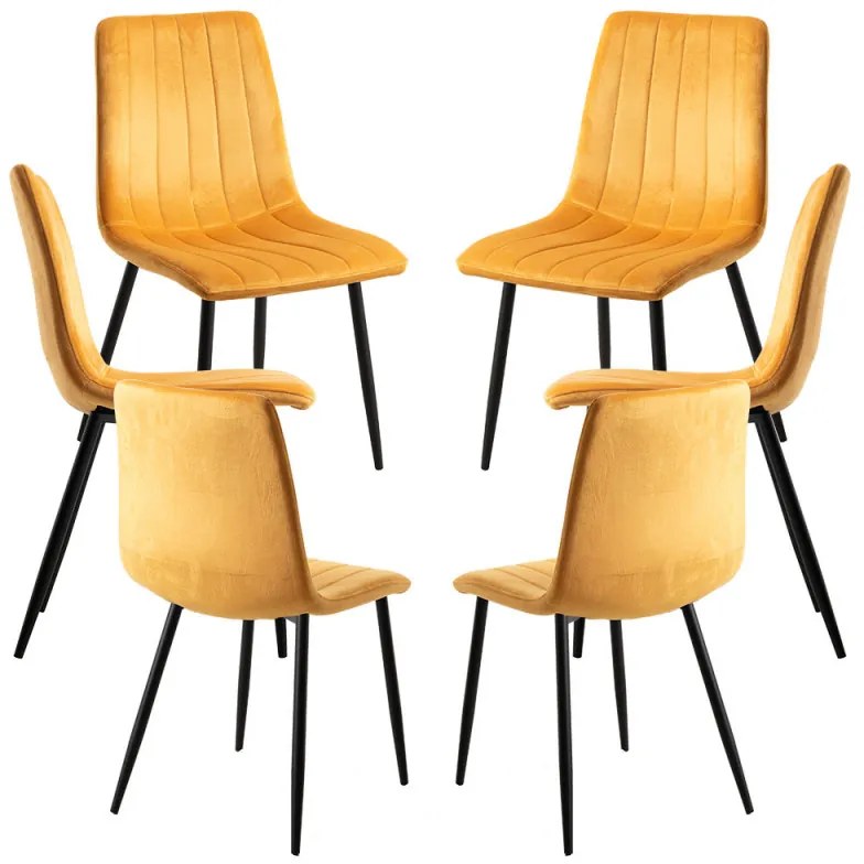 Pack 6 Cadeiras Veludo Liny - Amarelo