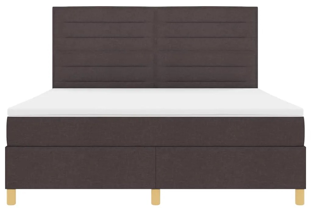 Cama Box Spring com Colchão e LED Castanho Escuro 180x200 cm Tecido