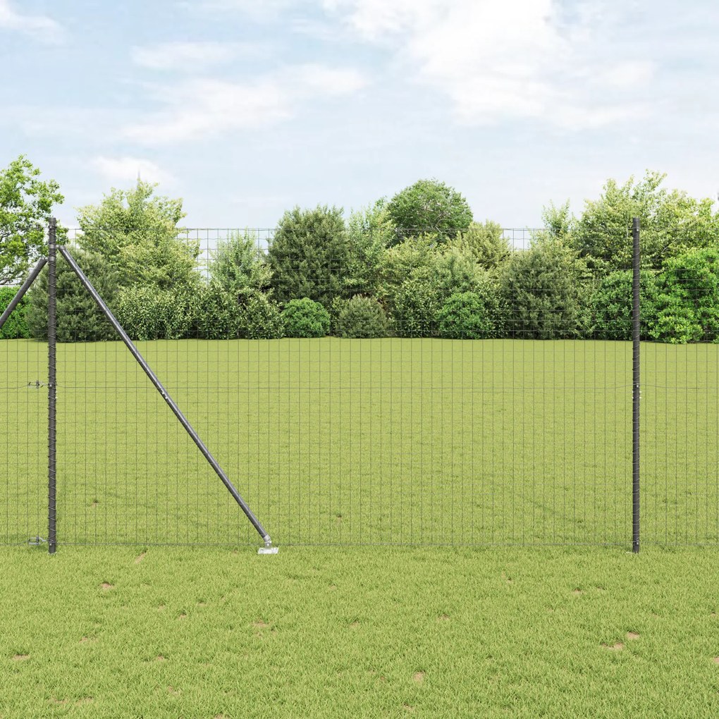 Postes de Cerca vidaXL com Ponta 52 pcs Ø32 mm 170 cm Aço Galvanizado