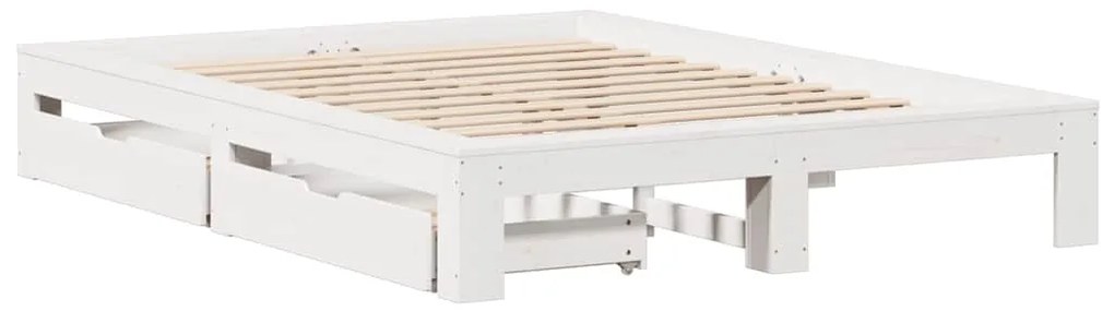 Cama sem colchão 160x200 cm madeira de pinho maciça branco