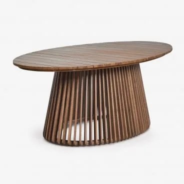 Mesa De Jardim Oval 200x110 Cm Em Madeira De Acácia Mura Castanho Acácia - Sklum