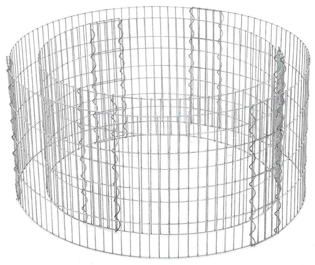 Cesto decorativo redondo em arame galvanizado para pedras | SONGMICS | 90 x 70 x 40 cm | prata | GGB479