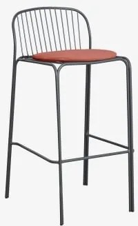 Taburete Alto De Jardim Em Aço Anerina Cinza Grafito & ↑75 Cm & Terracota - Sklum