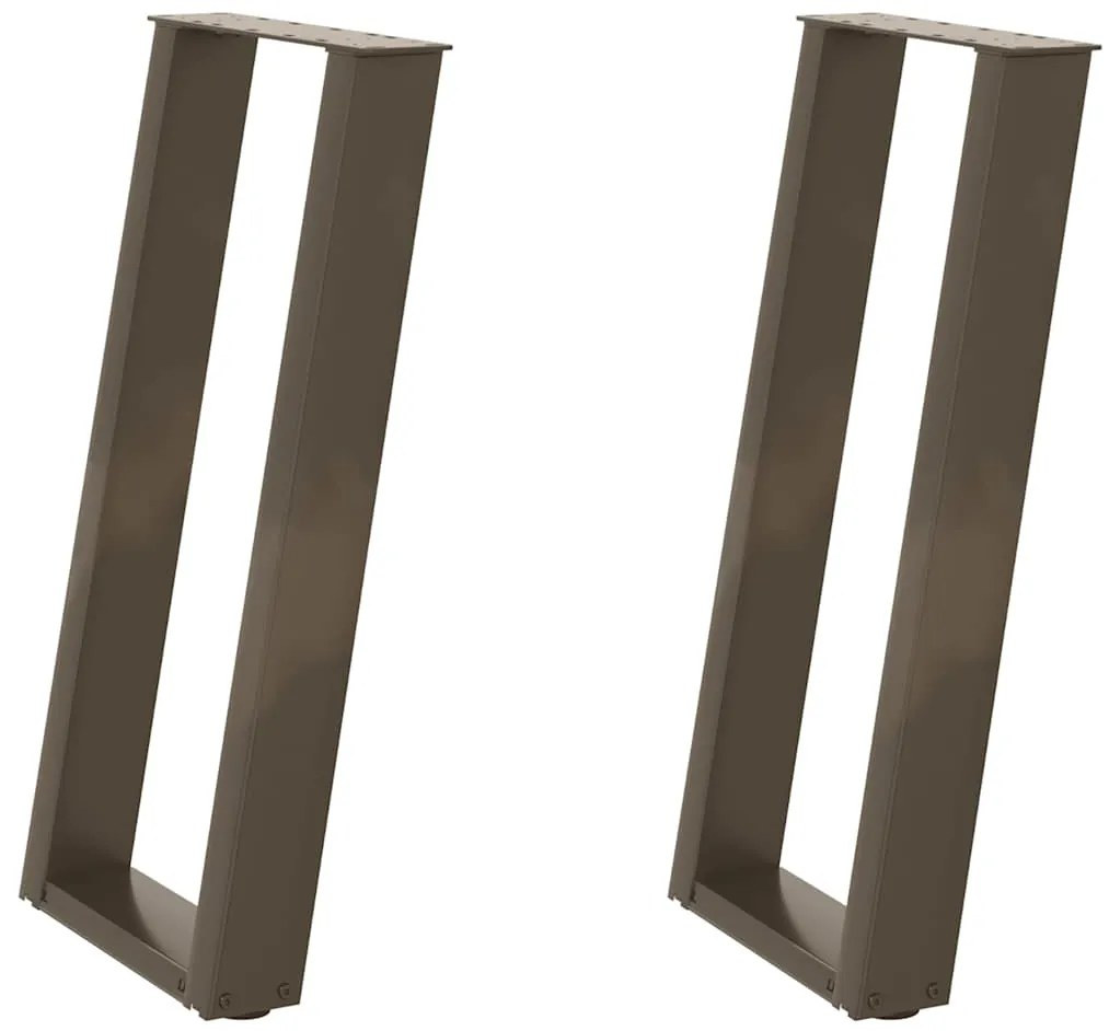 Pés de mesa de console em forma de U, 2 peças, aço natural, 38 x (72-7