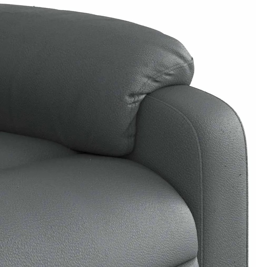 Poltrona massagens reclinável elevatória couro artif. cinzento