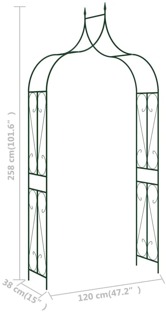Arco de jardim 120x38x258 cm ferro verde-escuro