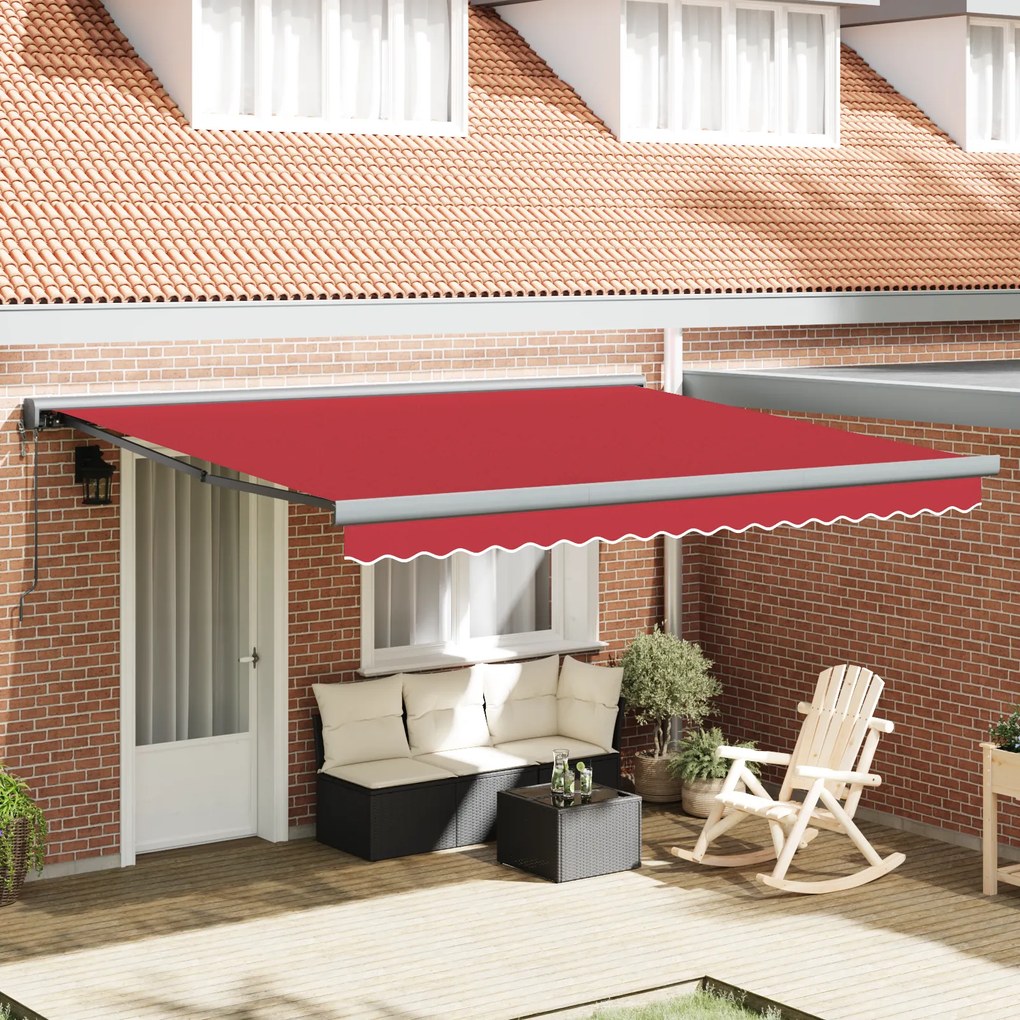 vidaXL Toldo Retrátil Automático Vermelho 400x300 cm