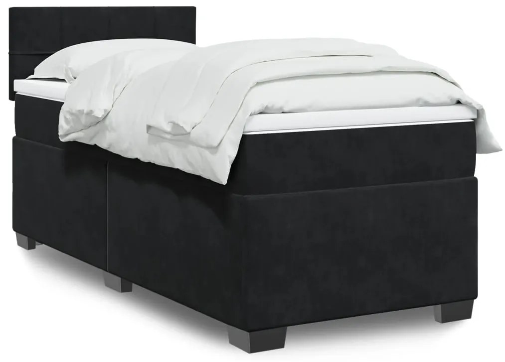 vidaXL Cama com molas/colchão 80x200 cm veludo preto