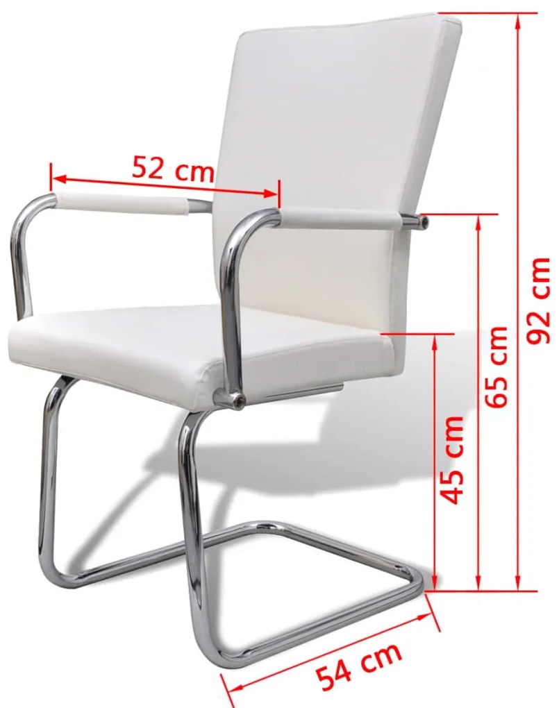 Cadeiras de jantar cantilever 6 pcs couro artificial branco