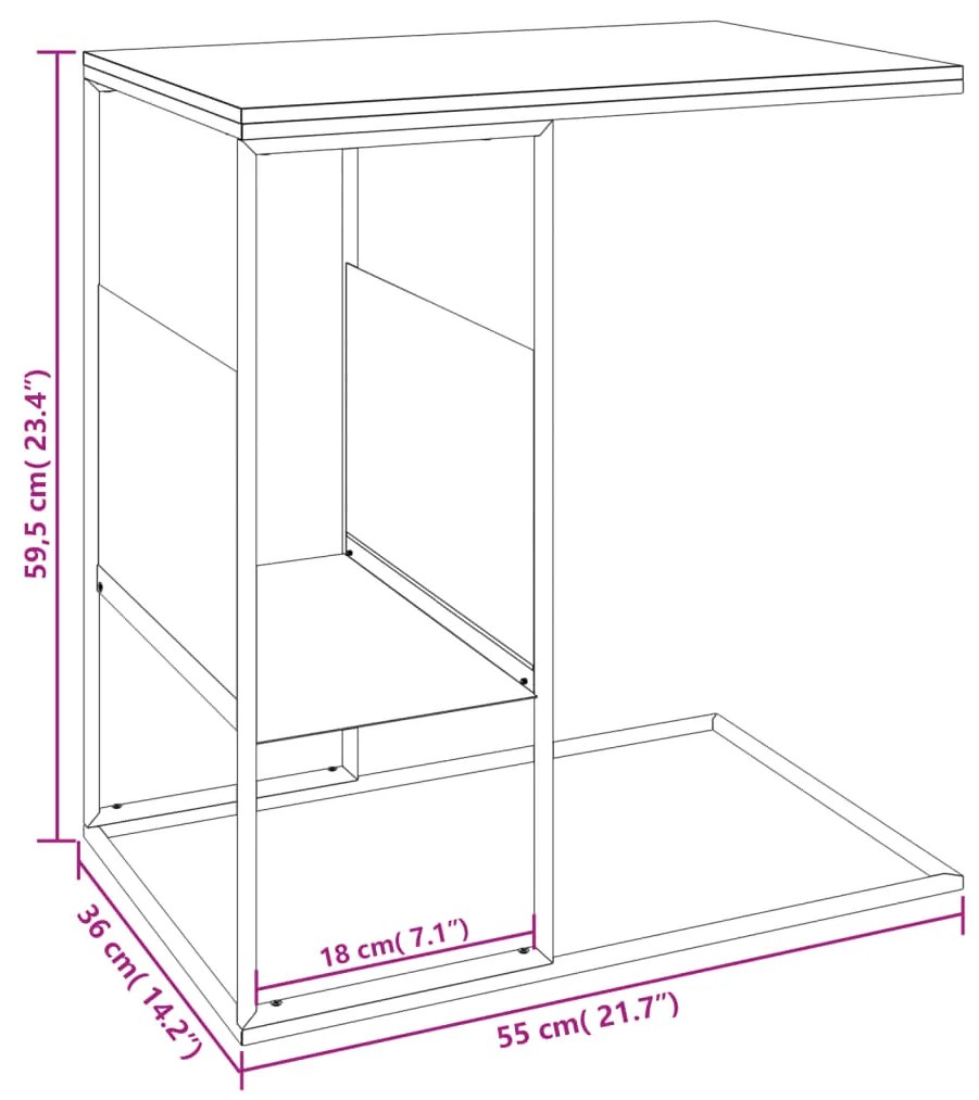 Mesa de apoio 55x36x59,5 cm derivados de madeira branco