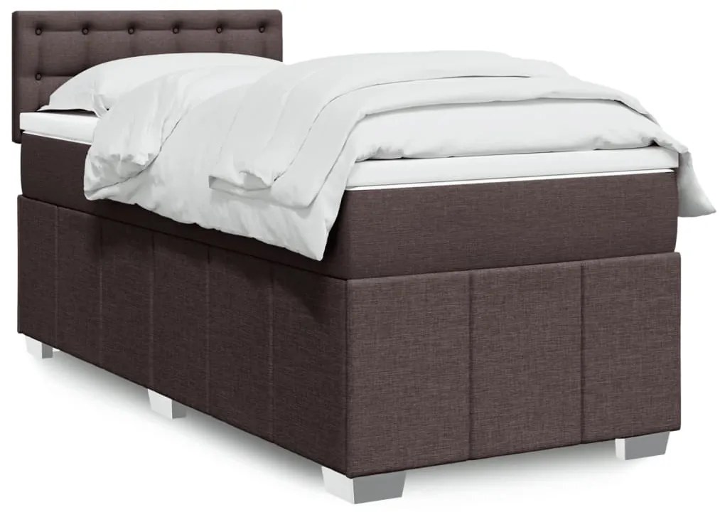 Cama com molas/colchão 90x190 cm tecido castanho-escuro