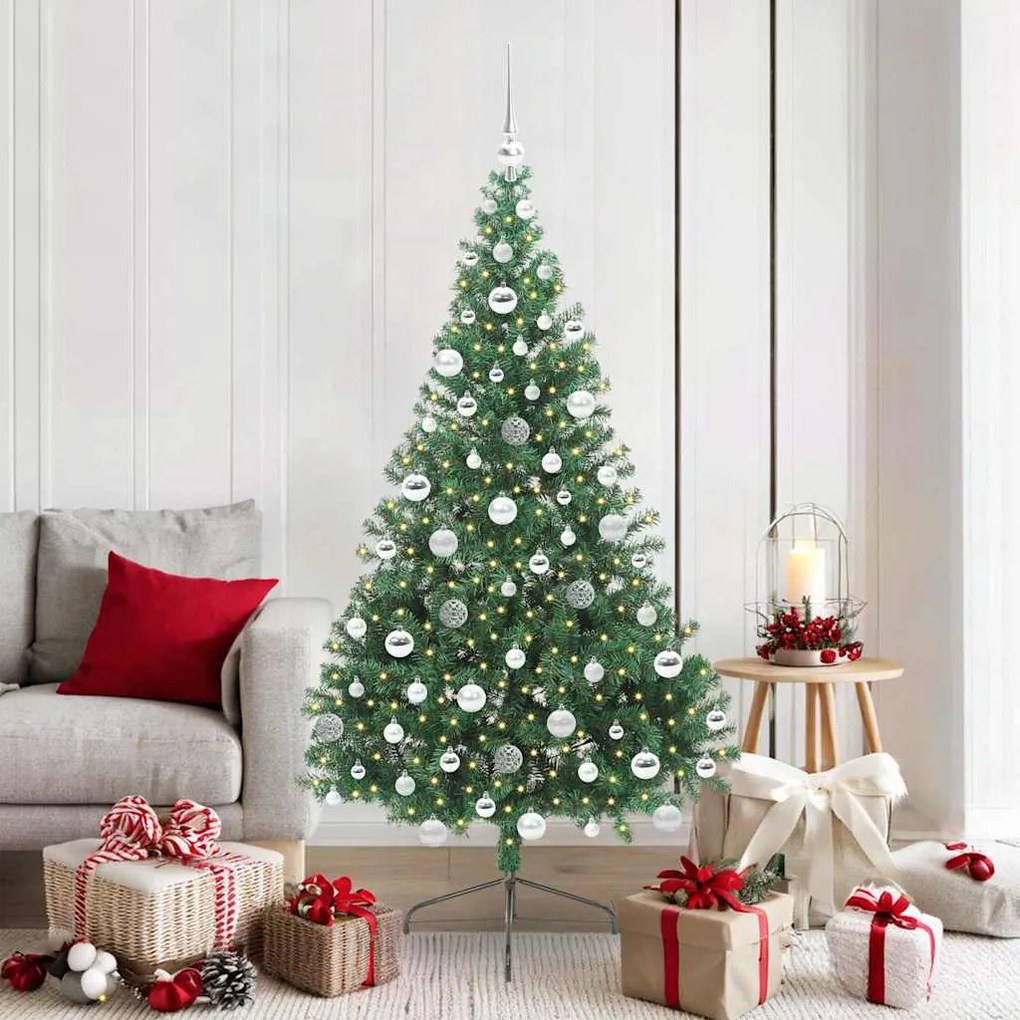 vidaXL Árvore de Natal Artificial Pré-iluminada Verde 180 cm PVC