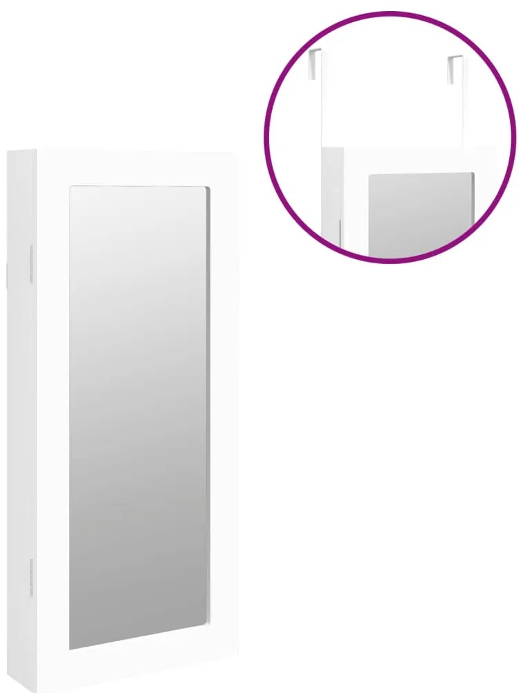 Móvel para joias de parede espelhado 30x8,5x67 cm branco