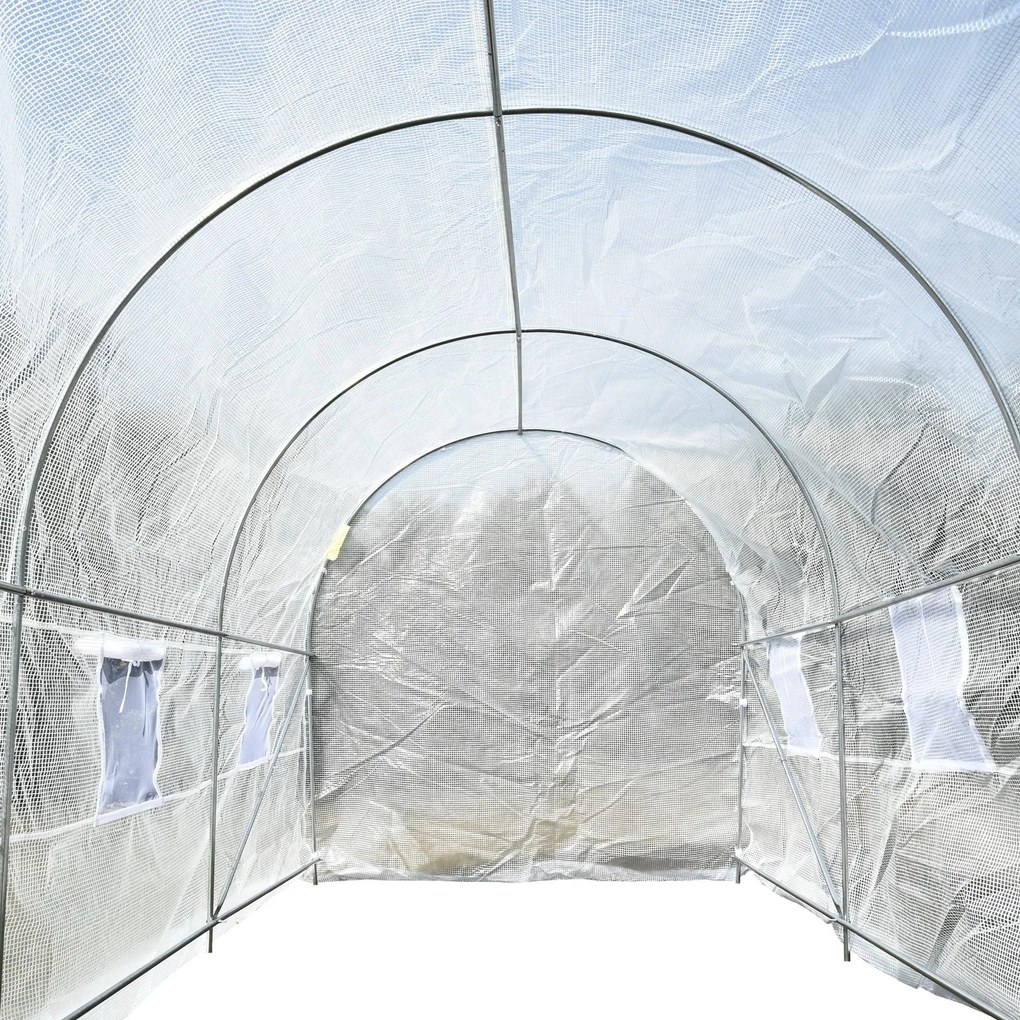 Estufa de jardim 4x2x2m com 6 janelas Cobertura PE 140g / ㎡ Estrutura de aço impermeável