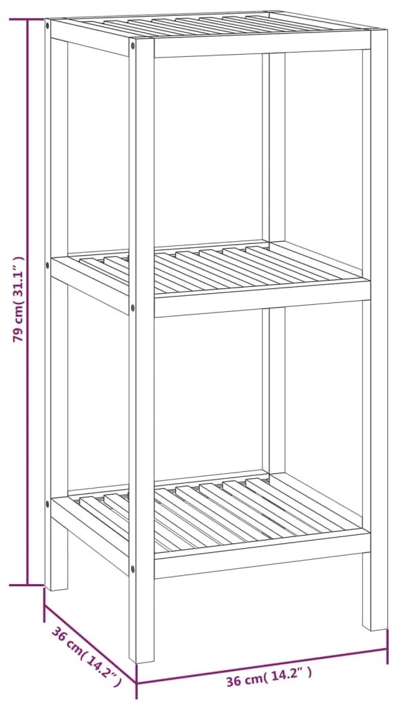 Unidade de prateleiras WC 36x36x79 cm nogueira maciça