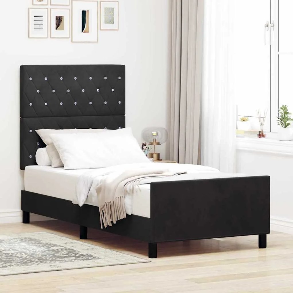 vidaXL Cama Box com cabeceira Preto 100 x 200 cm Veludo